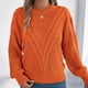 thumbnail image 4 of Suéter de cuello redondo para mujer, moda de invierno, informal, cuello redondo, elegante, color sólido, con volantes, manga larga, suéter, blusa de poliéster para mujer, 4 of 7