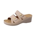 thumbnail image 2 of Norvail Womens Arch Support Orthopedic Slides, Wide Foot Sandals for Women Dressy, Large Thick Bottom Pearl Decoration Lightweight Walking Sandals for Summer Beach, 2 of 4