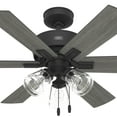 thumbnail image 2 of Restored Hunter Fan 44 inch Matte Black Ceiling Fan with Light, Reversible and WhisperWind motor, Modern Ceiling Fan with 6 Blades for Bedroom, Living Room, Kitchen (Refurbished), 2 of 7