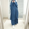 thumbnail image 6 of IBTOM CASTLE Women's Muslim Prayer Dress Hijab Scarf Prayer Abaya Maxi Islamic Modest Cardi Robe Blue, 6 of 7