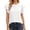 White, variant on Women's T Shirts Casual Short Sleeve T Shirt with Hollow Out Design Ruffle Detail Stylish Summer Tops for Women Black L