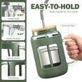 thumbnail image 6 of MUKOKO 40oz Glass Tumbler with Bamboo Lid and Straw, Glass Water Bottles with Time and Ounce Marker, Glass Cups with Handle, Iced Coffee Cup with Silicone Protective Sleeve, Olive, 6 of 7