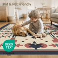 thumbnail image 4 of ODIKA 4'x6' Gray Teal Geometric Pattern Washable Area Rug Intricate Ink Multi Motif Design for Home Office, Under Desk, Non-Slip Chair-Friendly, Flatwoven, 4 of 7