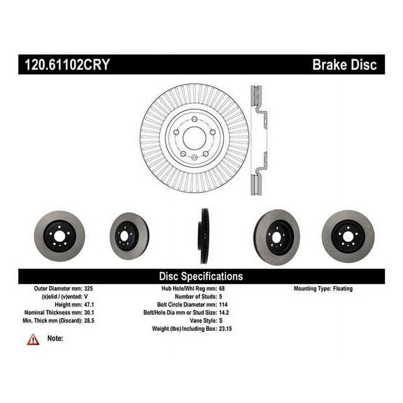 Centric 120.61102 Premium Brake Rotor Fits select: 2011-2019 FORD EXPLORER, 2011-2012 FORD TAURUS