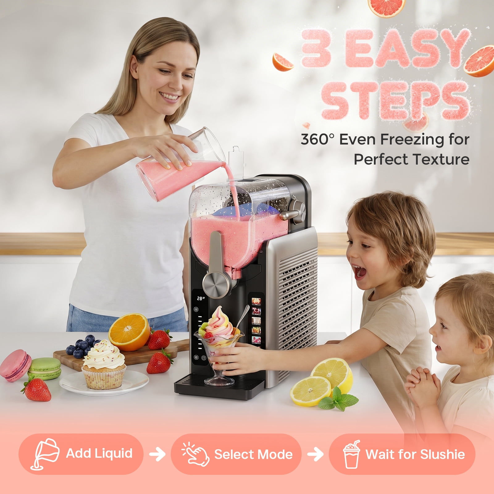 1.6L Slushie Machine & Soft Serve Ice Cream Maker with Rapid Freezing, Frozen Drink Machine, Slushie Maker, Margarita Machine for Home