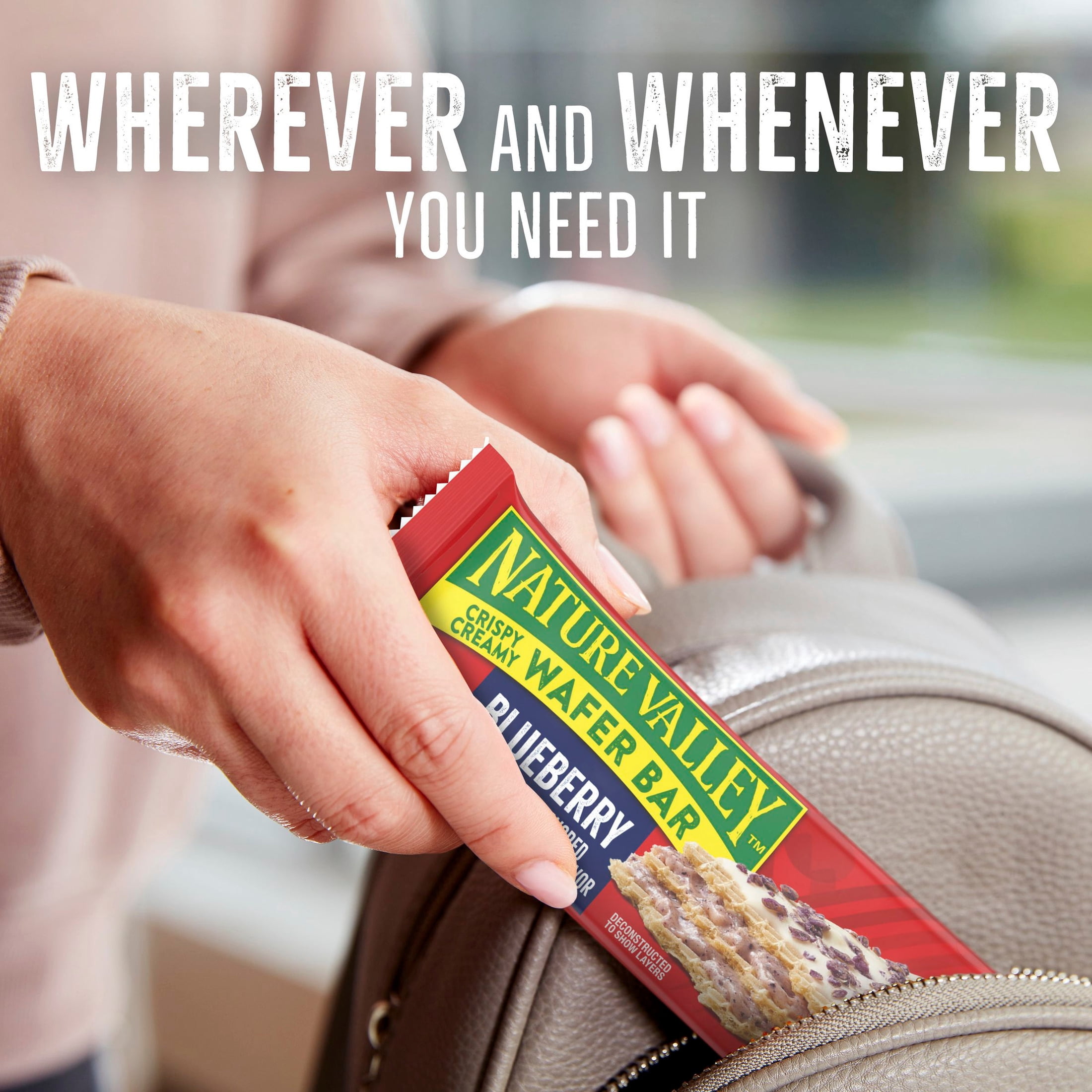 (6 pack) Nature Valley Crispy Creamy Wafer Bars, Blueberry, Whole Grain, 5 Bars, 6.5 oz