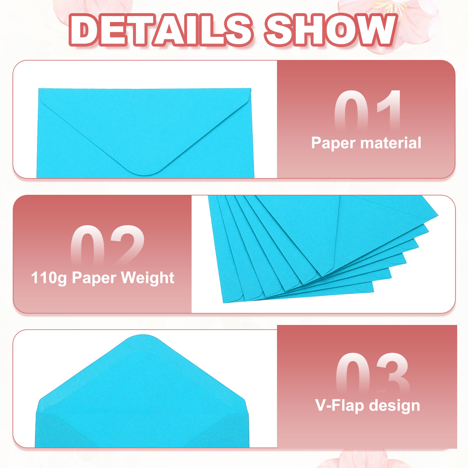 Invitation Envelopes, Greeting Card Envelopes V-Flap Design for Weddings and Special Occasions Lake Blue