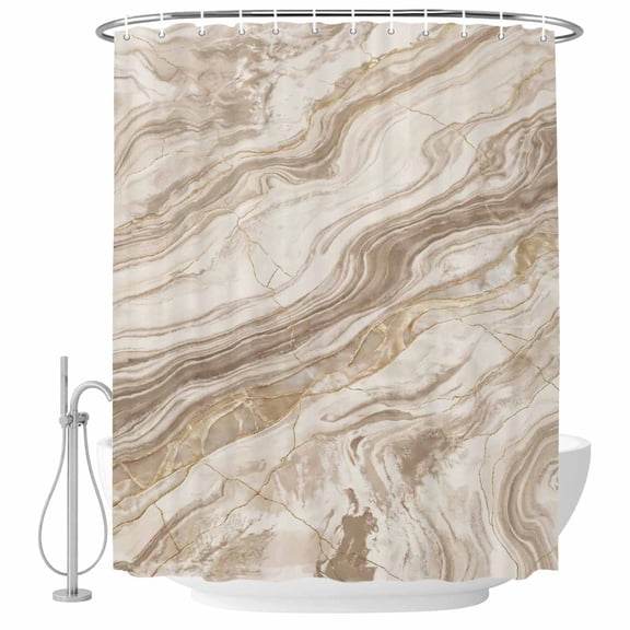 Modern Abstract Marble Fabric Shower Curtain Nature Cream Stripes Washable Shower Curtains for Bathroom, Waterproof Bath Curtain with Hooks Home Decor 72x84in
