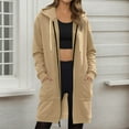 thumbnail image 3 of Lumtrix Long Hoodies for Women Zip Up Fleece Oversized Long Sleeve Sweatshirts Fall Winter Warm Hoodie Dress with Pockets Beige L, 3 of 6