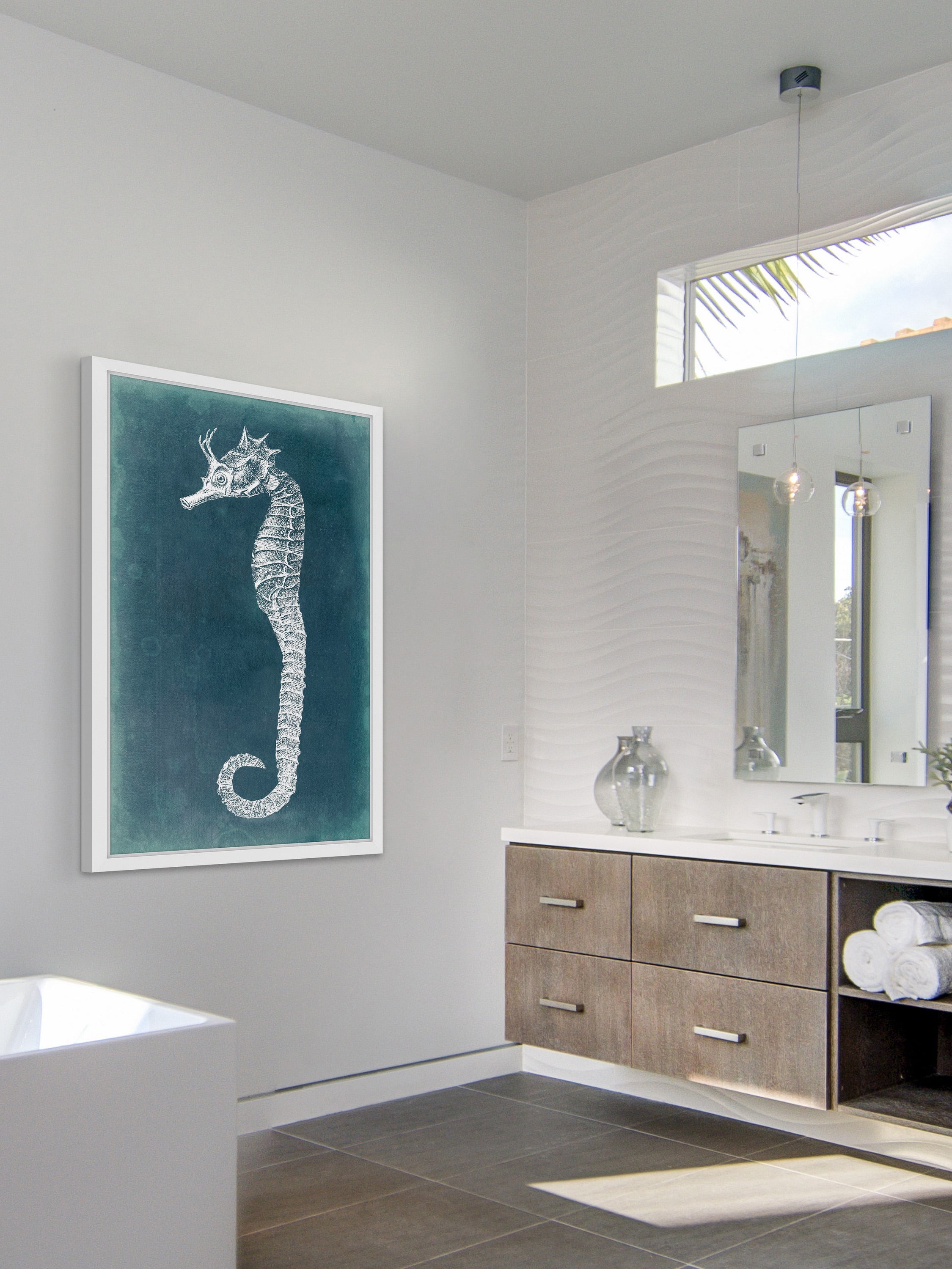 "Azure Seahorse I" Framed Painting Print