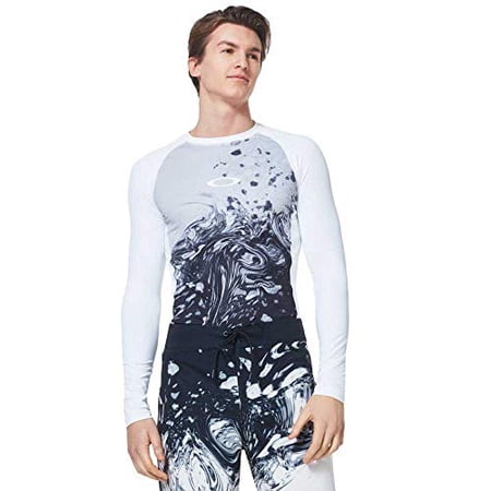 Oakley Color-Block Long Sleeve Rashguard White Marble Print 2XL