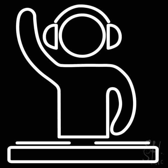 Disc Jockey LED Neon Sign 16" Tall x 16" Wide - inches Black Square Cut Acrylic Backing, with Dimmer - Premium built indoor Sign for Studio, Club, Home décor, Event, Workshop, Storefront.