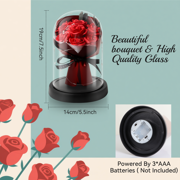 Qoosea Eternal Rose in Glass Dome with LED Lights, Mothers Day Gifts for Mom, Red Rose Forever Flowers Valentine Gift for Girlfriend, Birthday Gifts
