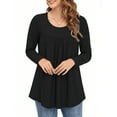 thumbnail image 4 of Fantaslook Plus Size Womens Tunic Tops Eyelet Dressy Long Sleeve Shirt Pleated Crew Neck Blouses Curved Hem Fall Outfits, 4 of 7