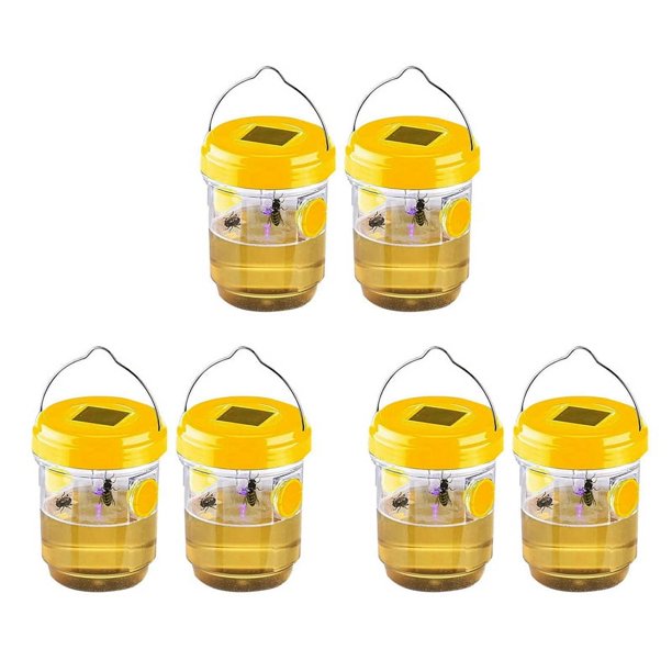Paquete de 6 Trampas Solares de Avispas Colgantes Al Aire Libre, Avispas Colgantes con Luz para Chaquetas Amarillas, Avispones, Abejas, Trampas para Avispas