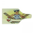 thumbnail image 1 of Retro Cutting Board, Pin-Up Sailor Girl Life with Captain Hat and Costume Glass of Beer Feminine, Decorative Tempered Glass Cutting and Serving Board, Wine Bottle Shape, Multicolor, by Ambesonne, 1 of 1