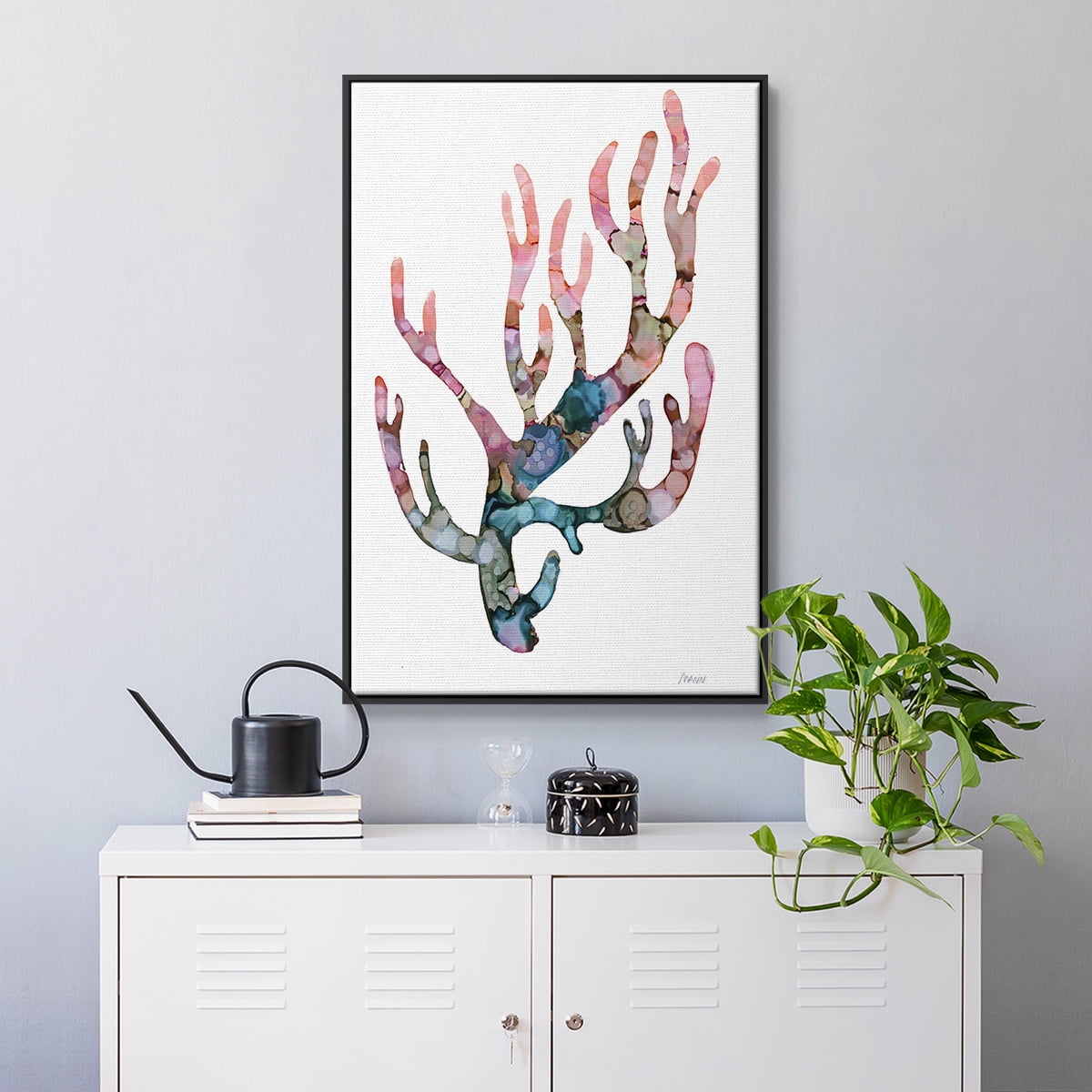 Sea Coral II Framed Premium Gallery Wrapped Canvas - Ready to Hang - 25 x 37 - Black Floating Frame