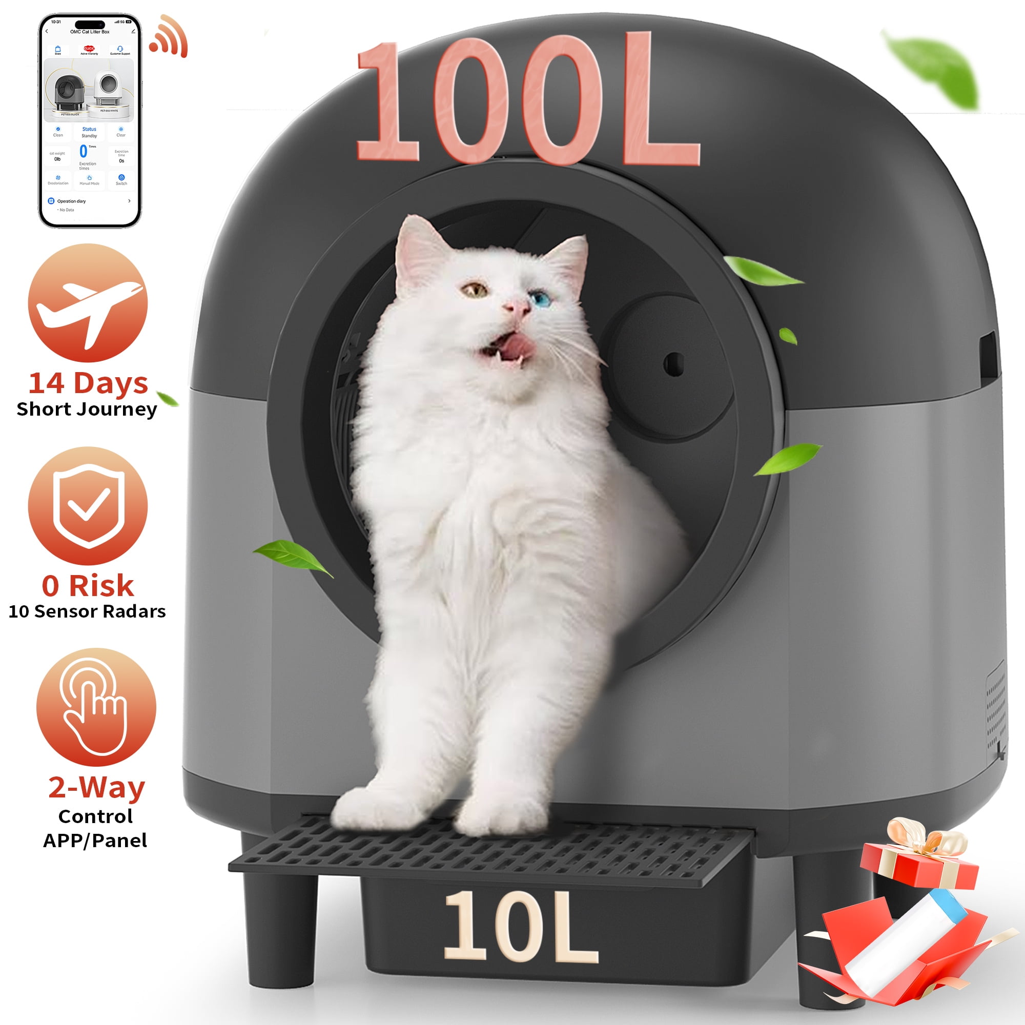 OUDOSPRS Self Cleaning Cat Litter Box 100L Large Automatic