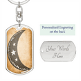 thumbnail image 2 of Celestial Half Moon Stars Stainless Steel or 18k Gold Premium Swivel Dog Tag Keychain, 2 of 16