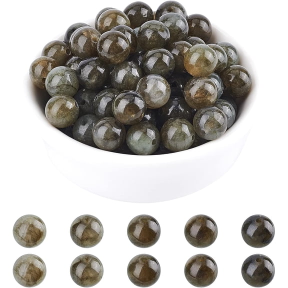 About 94 Pcs 8mm Nature Stone Beads Nature Labradorite Round Beads Gemstone Loose Beads for Bracelet Necklace Jewelry Making (Hole: 1mm) 1box