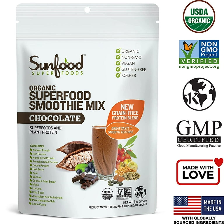 Sunfood Superfoods Organic Superfood Smoothie Powder, Chocolate