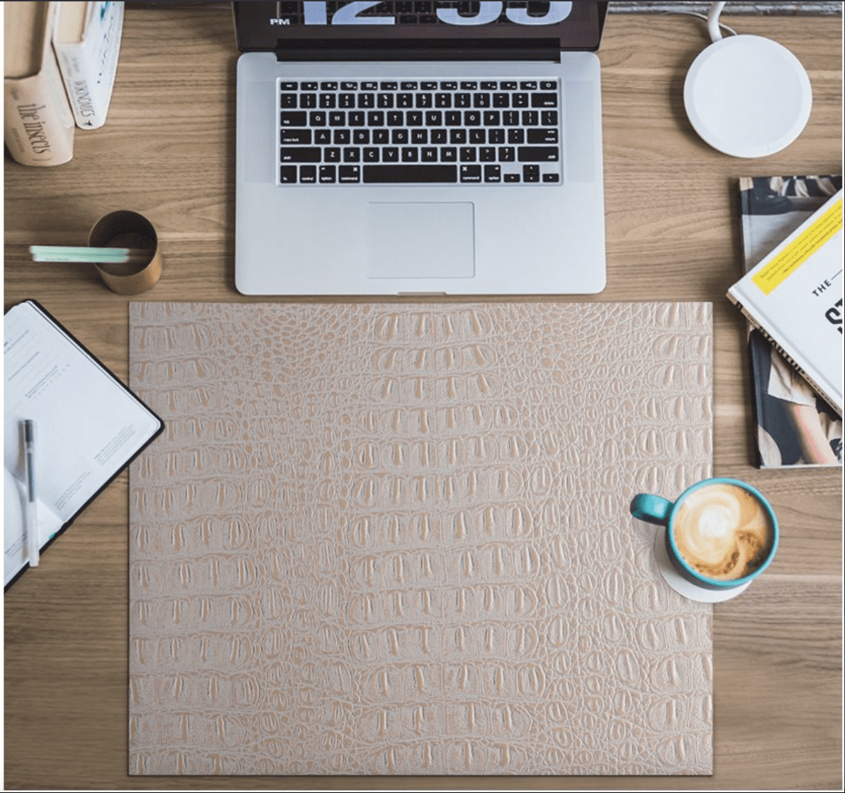 Gator Faux Leather, Soft Textured Crocodile Vinyl Fabric, Alligator Skin Embossed Upholstery And DIY Craft Pleather Sheets – Cut Continuously By The Yard (Brass Metallic)