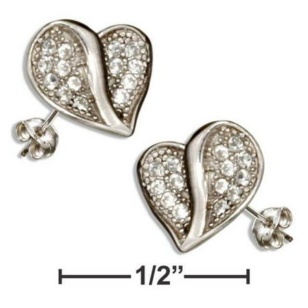 Micro Mini Hearts - Sterling Silver Micro Pave Cubic Zirconia Mini Heart Earrings