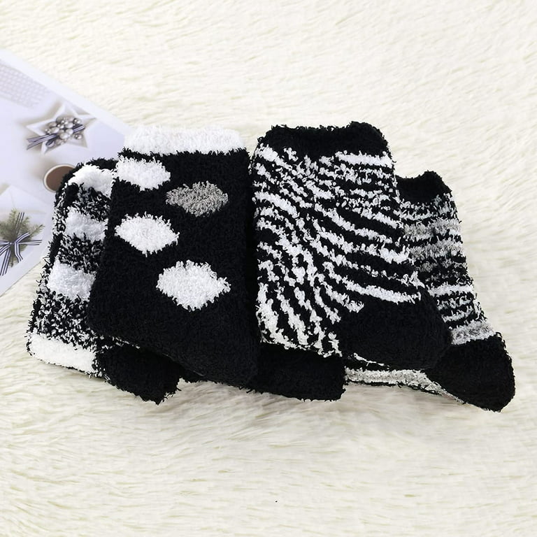 Zando Womens Fuzzy Socks Winter Slipper Socks Non-Slip Grip Socks Warm  Fleece Socks Non Skid Socks Soft Fluffy Socks 5 Black Zebra