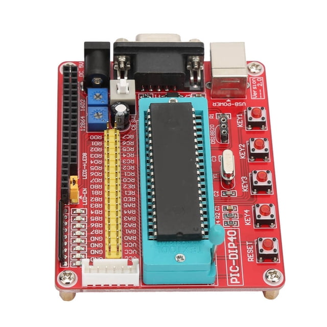 Placa de desarrollo de microcontrolador PIC16F877A con interfaz RS232