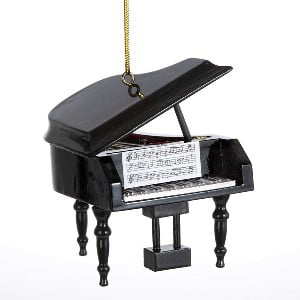 Wooden Piano With Sheet Music Ornament