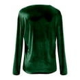 thumbnail image 5 of Velvet Tops for Women Dressy Casual V Neck Shirts Loose Fit Long Sleeve Vintage Velour Blouse Solid Holiday Party Outfits, 5 of 5