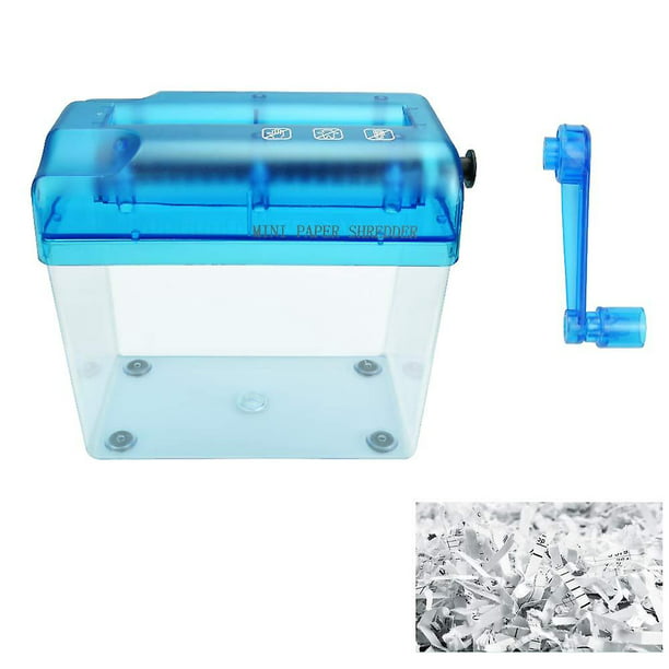 Déchiqueteuse de papier bleu à manivelle Déchiqueteuse de papier Machine de  découpe de documents de bureau Déchiqueteuse manuelle domestique