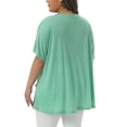 thumbnail image 4 of DARING DIVA Women's Plus Crew Neck Loose Fit T Shirt with Pocket Casual 2X Light Green, 4 of 6