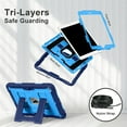 thumbnail image 4 of ELEHOLD 3-Layer Rugged Case For Apple iPad Mini 7th 6th Generation Heavy Duty Shockproof Cover, [Drop Protection], [Logo Visible], With Kickstand & Pencil Holder & Shoulder Strap, Navyblue+Skyblue, 4 of 11