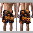 thumbnail image 3 of luoweisi Men's Beach Shorts Quick Dry Swim Trunks with Mesh Lining Halloween Pumpkin L, 3 of 5