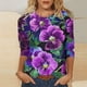 thumbnail image 1 of Fiudx Ropa de Mujer Moda Mujer Impresión Cuello Redondo Manga 3/4 Camiseta Pulóver Blusa Superior, 1 of 5