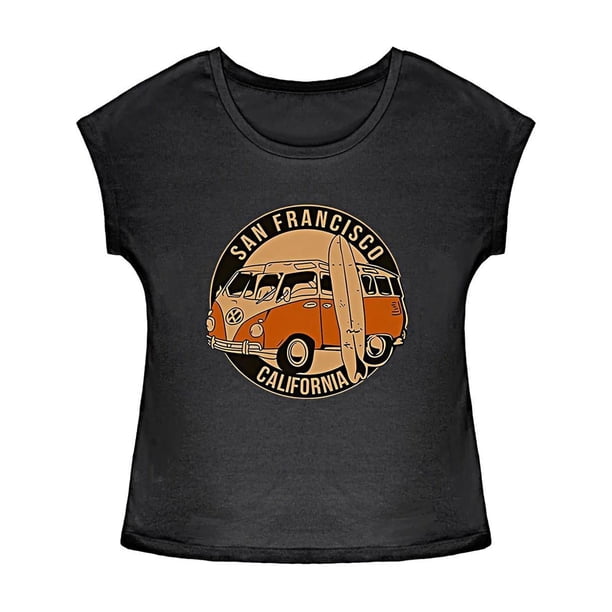 Camiseta para mujer verano cómoda ropa casual streetwear moda cuello redondo Negro