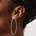 thumbnail image 3 of 925 Sterling Silver Rhodium Plated Womens Diamond Cut 1.5mm x 52mm Hoop Earrings, 3 of 4
