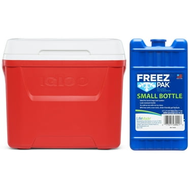 Igloo 28 QT Laguna Ice Chest Cooler, Red, 1 Count and Freez Pak Small Ice Pack, 1 Count
