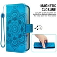 thumbnail image 3 of Asuwish Compatible with Samsung Galaxy S24 FE 5G Wallet Phone Case and Tempered Glass Screen Protector Flip Credit Card Holder Stand Mandala Flower Cell Cover for S 24 EF S24FE 24S Women Men Blue, 3 of 8
