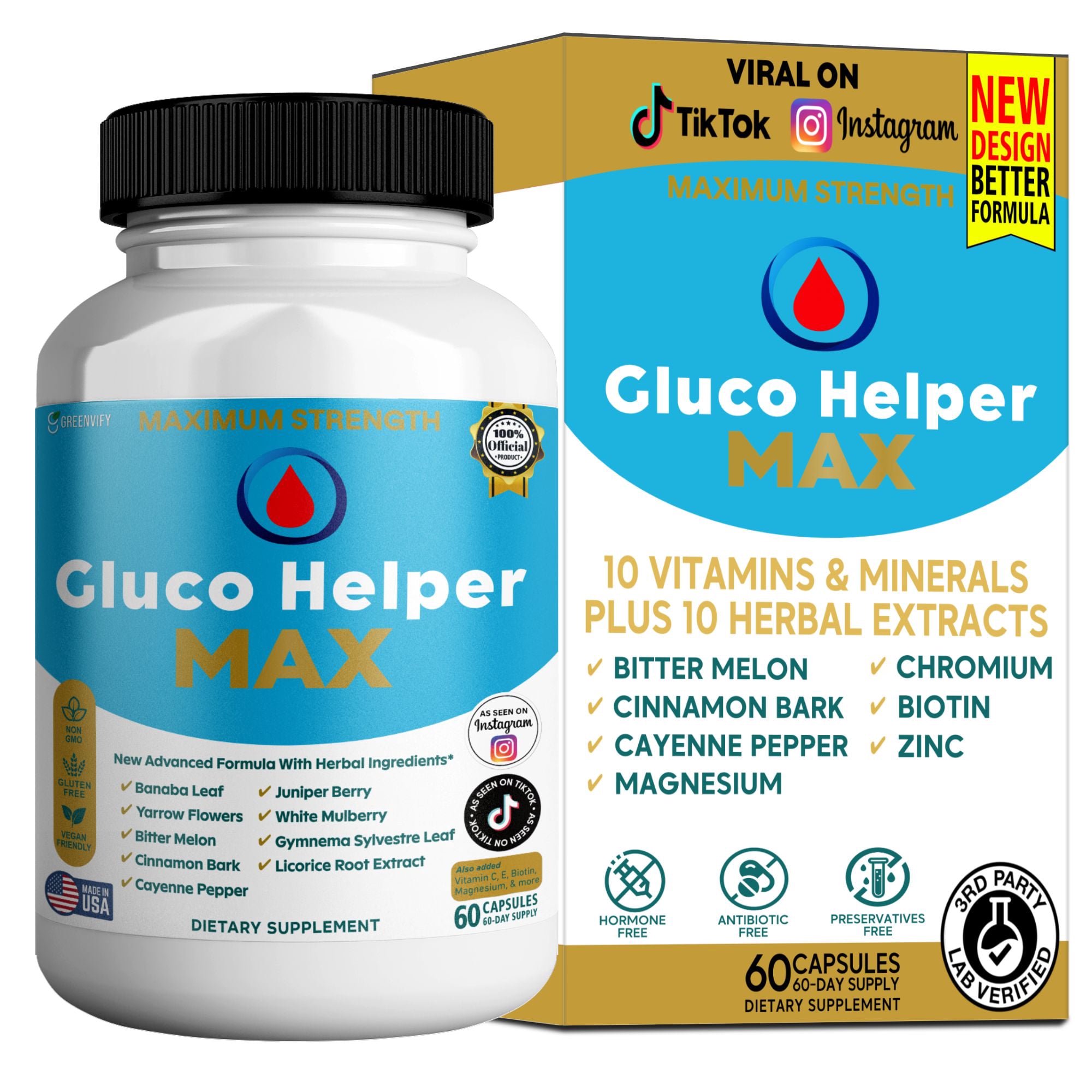 GreenVify Gluco Helper Max – Blood Sugar Support Supplement – Glucose Metabolism