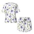 thumbnail image 4 of Kdxio Purple Chicory Print Pajamas Sets for Women Short-Sleeved Pjs with Lounge Shorts Two Piece Sleepwear S-4XL, 4 of 9