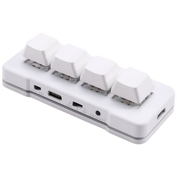MK424Pro Mini Teclado Personalizado de 4 Teclas + Interruptor MecáNico Azul USB + BT + ConexióN 2.4G para Juegos de Oficina Multimedia