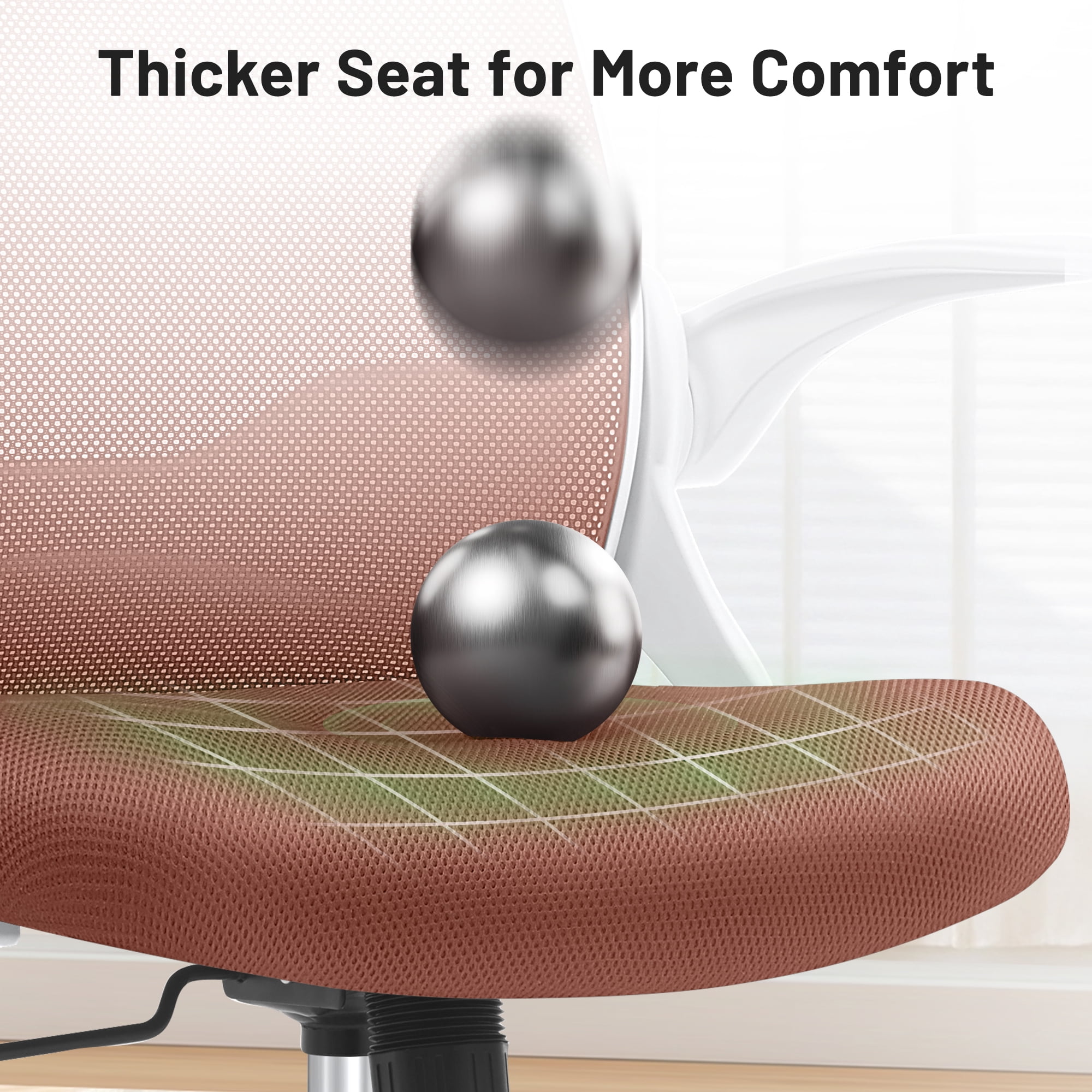ATHOPE Office Chair, Ergonomic Desk Chair with Lumbar Support Adjustable Height Swivel Wheels Flip-up Arms Mesh Computer Gaming Chair for Home Office, Brown