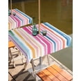 thumbnail image 2 of Boanket Outdoor Tablecloth with Umbrella Hole for Patio/Picnic/Party/Camping, Rainbow Striprs Waterproof Table Cloth Square Cover Washable, Gradient Modern Geometric Abstract (54"x 54"), 2 of 7