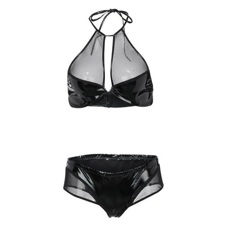 

Gibobby Roleplay Lingerie For Women Plus Size Lingerie Set for Women Sexy Lace Halter Bralette High Waist Panty Set