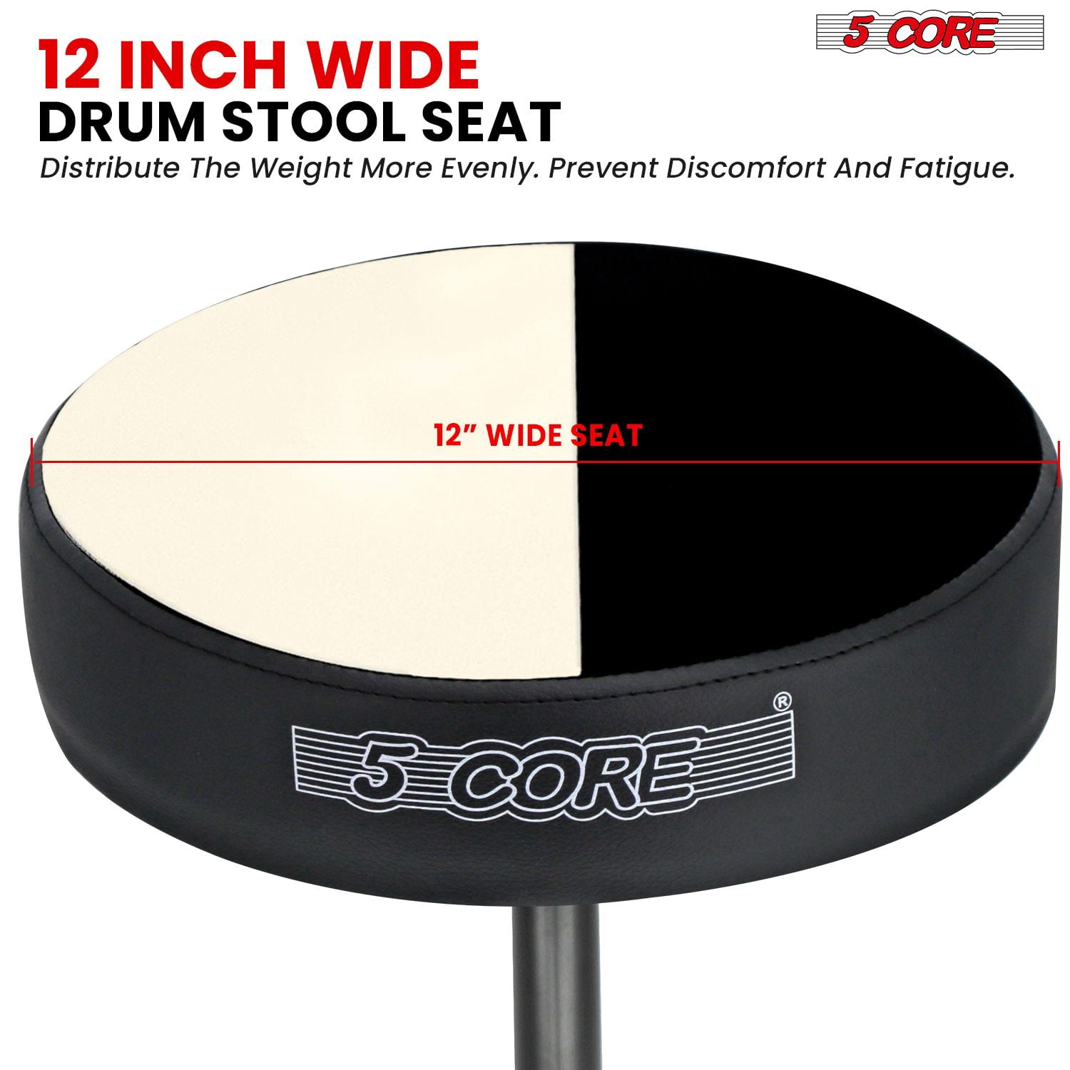 Adjustable Drum Throne Stool with 3" Thick Padding – Heavy-Duty 330 lb Capacity Guitar Seat for Adults & Kids, Anti-Slip Tripod Base