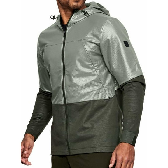 Under Armour 'Swacket' Mens Color Block Hoodie (Medium, Moss Green/Black)