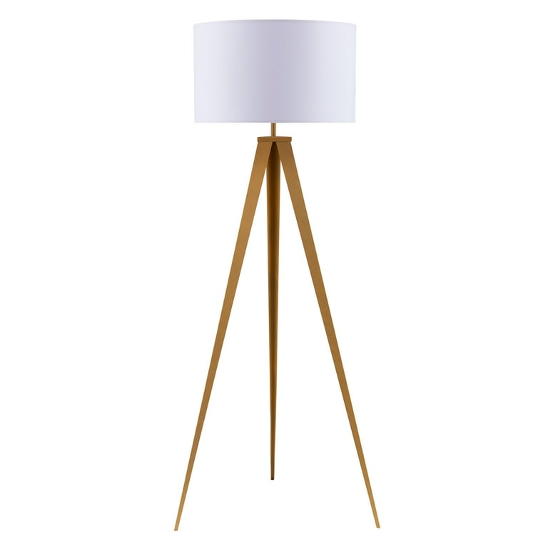 Versanora Romanza Matte Gold Tripod Floor Lamp With White Shade