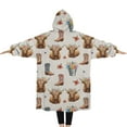 thumbnail image 2 of Oversized Wearable Blanket Hoodie,Beige Highland Cow Boot Flower Pattern Sherpa Blanket Hoodie with Super Pockets,Super Warm Fuzzy Pullover for Women & Men, 2 of 6